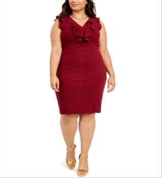 Almost Famous Women's Trendy Plus Open Back Ruffled Dress Blue Size 3X