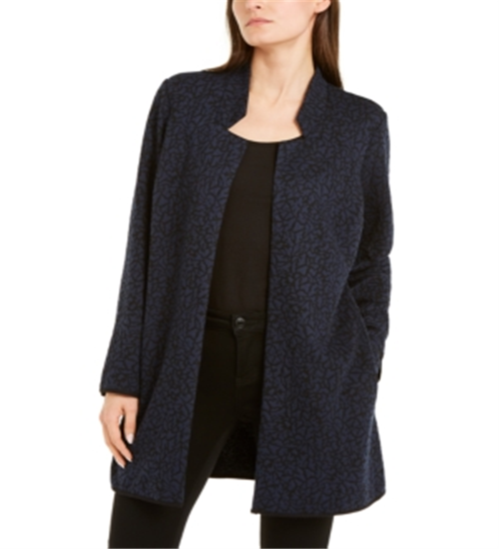 Alfani Women's Open Front Jacquard Jacket Black Size Petite Small