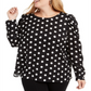 Alfani Women's Plus Polka Dot Top Black Size 4X