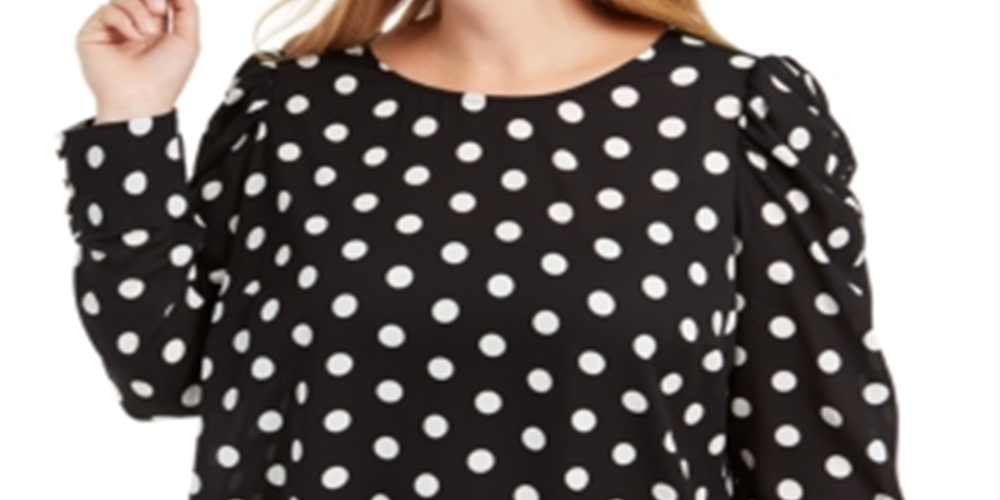 Alfani Women's Plus Polka Dot Top Black Size 4X