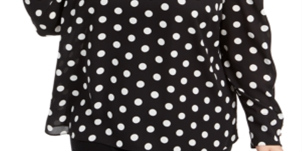 Alfani Women's Plus Polka Dot Top Black Size 4X