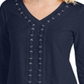 JM Collection Women's Crochet Trimmed Laced Textured Top Blue Size XX-Large