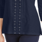 JM Collection Women's Crochet Trimmed Laced Textured Top Blue Size XX-Large