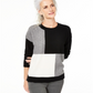 Charter Club Women's Colorblock Cashmere Sweater Black Size Large