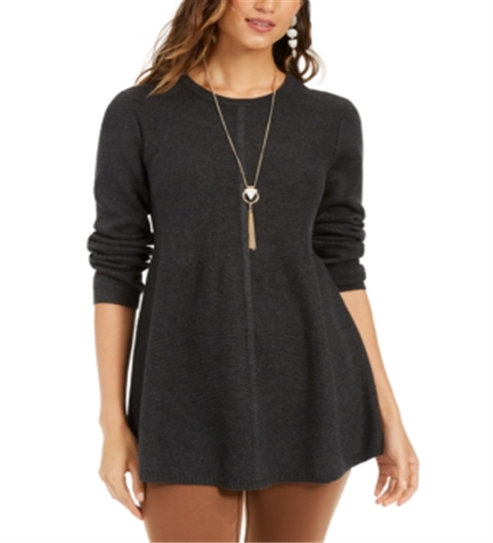 Style & Co Women's Mixed Stitch Tunic Sweater Black Size PP