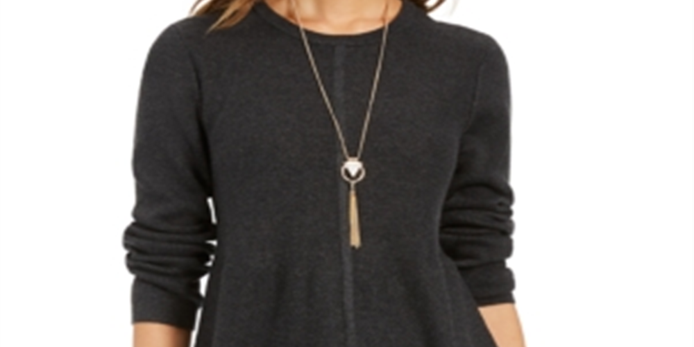 Style & Co Women's Mixed Stitch Tunic Sweater Black Size PP