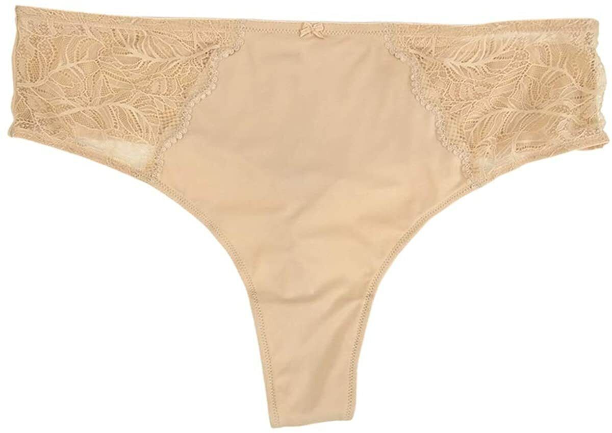 IINC International Concepts Women's Plus Lace Trim Lingerie Thong Panty Brown Size 1X
