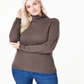 Charter Club Women's Plus Cashmere Turtleneck Sweater Brown Size 1X