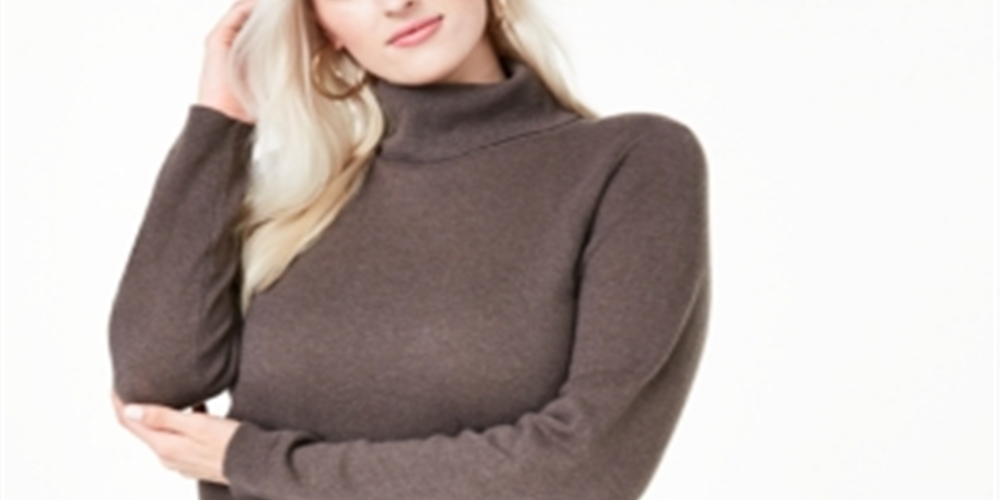 Charter Club Women's Plus Cashmere Turtleneck Sweater Brown Size 1X