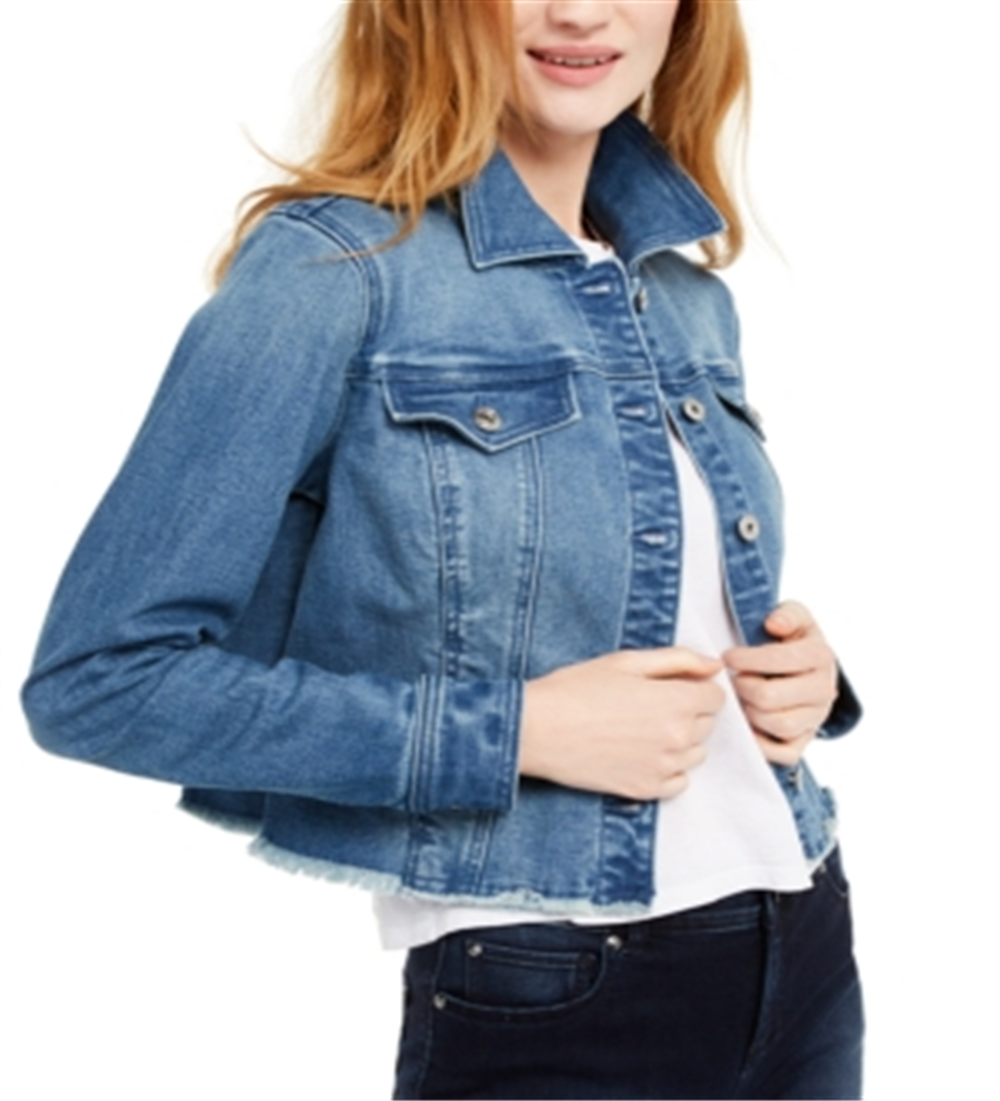 INC International Concepts Women's Cropped Denim Jacket Blue Size X-Large