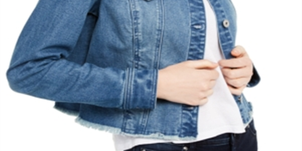 INC International Concepts Women's Cropped Denim Jacket Blue Size X-Large