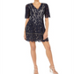 Vince Camuto Women's Short Sleeve Lace Fit & Flare Dress Blue Size 16
