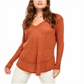 Free People Women's Ocean Air Hacci Top Brown Size X-Large