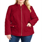 Charter Club Women's Plus Quilted Mandarin Collar Jacket Red Size 0X