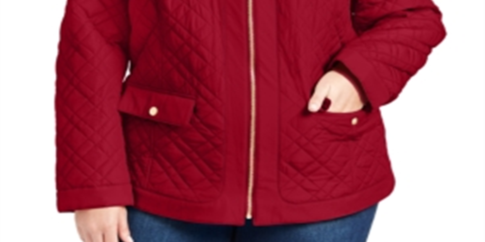 Charter Club Women's Plus Quilted Mandarin Collar Jacket Red Size 0X