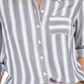 Style & Co Petite Striped Roll-Tab Blouse Blue Size Petite S