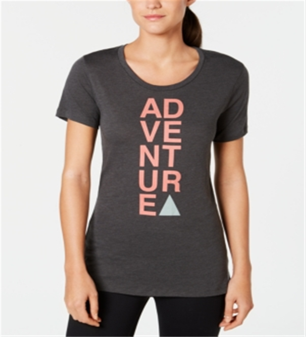 Columbia Women's Word Block Slogan Crewneck Graphic T-Shirt Gray Size X-Small