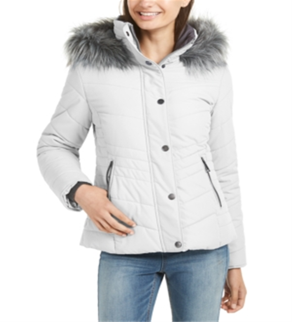 Maralyn Me Women's Zippered Puffer Coat White Size X-Large