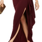 Betsy Adam Womens Slitted Solid Sleeveless Crew Neck Full-Length Empire Waist Evening Dress Red Size 10
