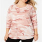 Love Tribe Women's Trendy Plus Camo Print Sweatshirt Pink Size 2X