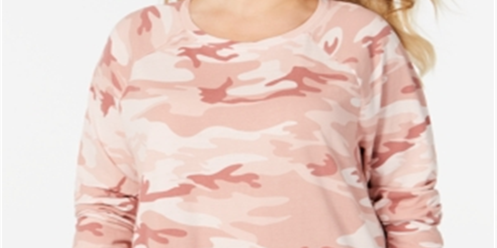 Love Tribe Women's Trendy Plus Camo Print Sweatshirt Pink Size 2X