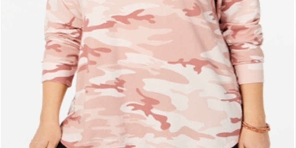 Love Tribe Women's Trendy Plus Camo Print Sweatshirt Pink Size 2X