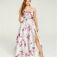 B. Darlin Women's Low Back Slitted Floral Spaghetti Strap Square Neck Full-Length Formal Fit Flare Dress White Size 0