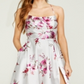 B. Darlin Women's Low Back Slitted Floral Spaghetti Strap Square Neck Full-Length Formal Fit Flare Dress White Size 0