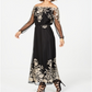 INC International Concepts Women's Embroidered Off the Shoulder Maxi Dress Black Size 10