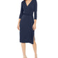 INC International Concepts Women's Sheath Leg Slit Surplice Dress Blue Size X-Large