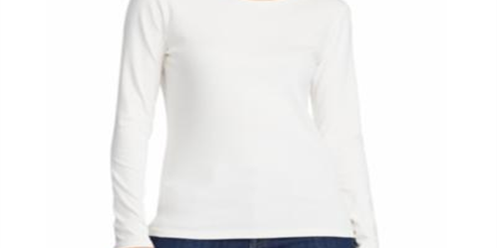 Ralph Lauren Women's Long Sleeve Jewel Neck Top White- Size Large