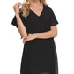DKNY Women's V Neck Shutter Pleat Party Dress Black Size Medium