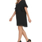DKNY Women's V Neck Shutter Pleat Party Dress Black Size Medium