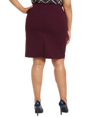 Calvin Klein Women's Back Slit Pencil Skirt Purple Size 14W