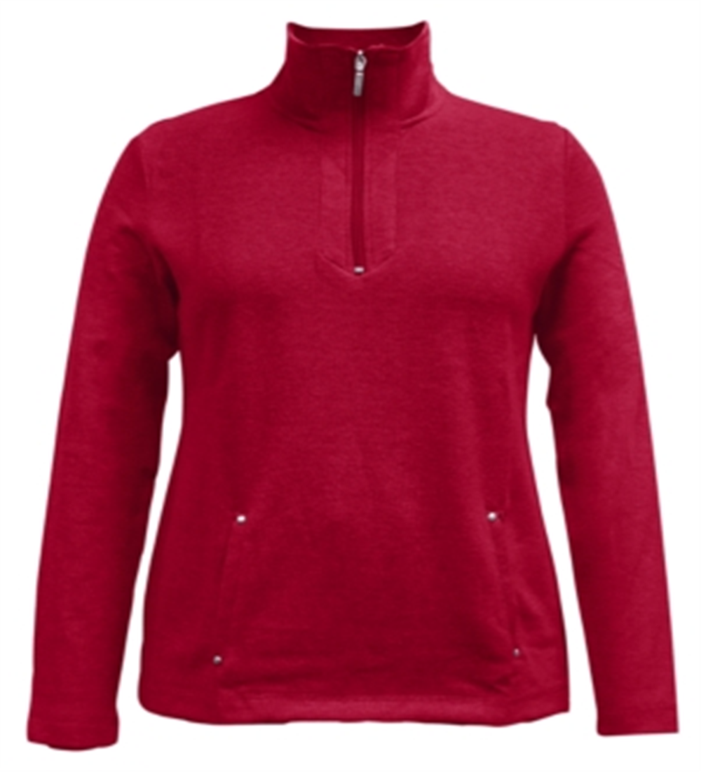Karen Scott Women's Half Zip Top Red Size Small