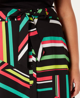 Bar III Women's Trendy Plus Printed a Line Skirt Black Size 14W