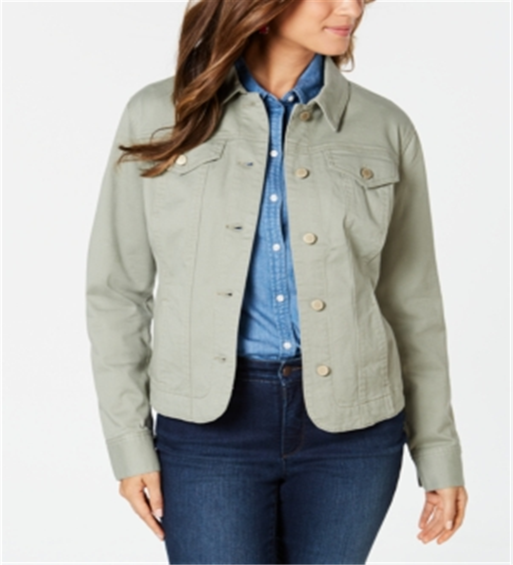 Charter Club Women's Denim Jacket Green Size M
