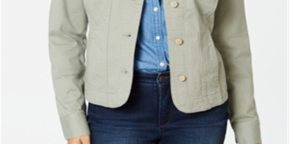 Charter Club Women's Denim Jacket Green Size M