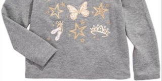 Epic Threads Little Girl's Ballet Crown Long Sleeve T-Shirt Gray Size 6