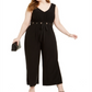Love Squared Women's Sleeveless V Neck Evening Wide Leg Jumpsuit Plus Black Size 1X
