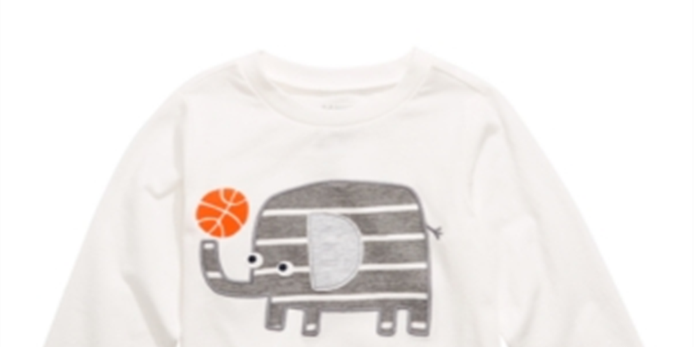 First Impressions Baby Boy's Long Sleeve Elephant T-Shirt White Size 24MOS