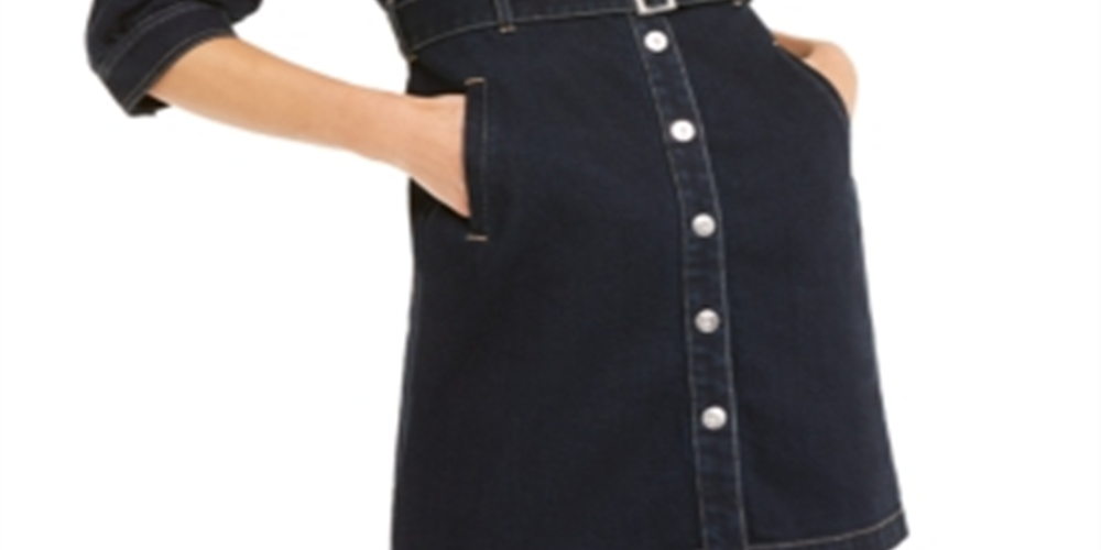 Inc International Concepts Women's Belted Denim Shirtdress Blue Size 12