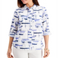 Charter Club Women's Sailboat Print Shirt White Size XX-Large
