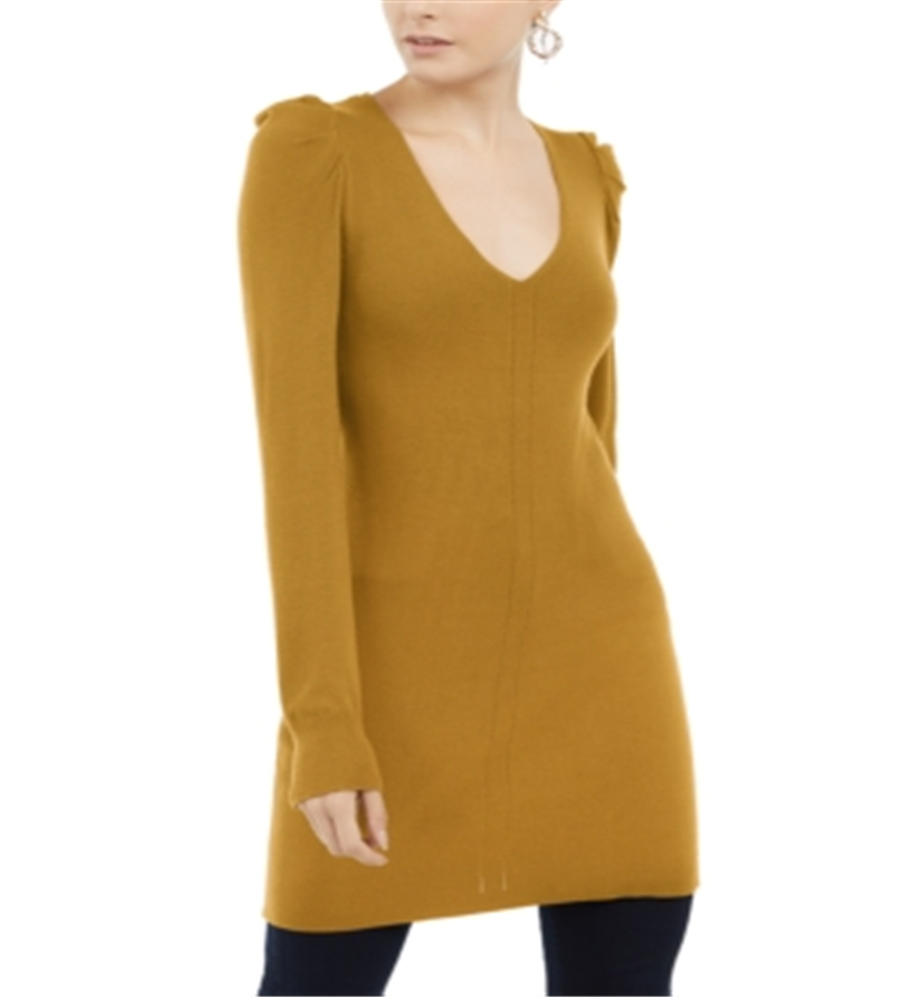 Inc International Concepts Women's Puff-Sleeve Sweater Tunic - India Gold Yellow Size M