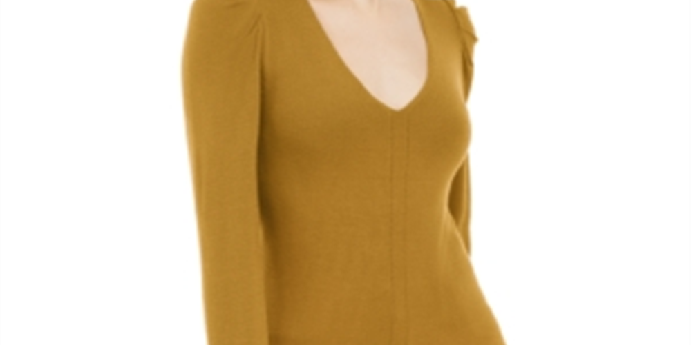 Inc International Concepts Women's Puff-Sleeve Sweater Tunic - India Gold Yellow Size M