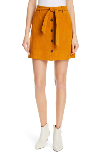 Joie Women's Lambskin Leather Suede Mini Skirt Yellow Size 4