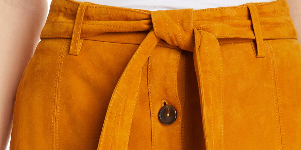 Joie Women's Lambskin Leather Suede Mini Skirt Yellow Size 4