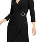 Inc International Concepts Women's Petite Embellished-Accent Wrap Dress Black Size Petite Medium