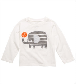 First Impressions Baby Boy's Long Sleeve Elephant Cotton T-Shirt White Size 6-9MOS