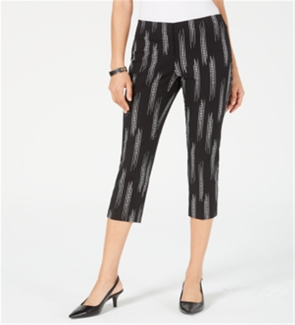 Alfani Women's Printed High Waist Capri Pants Black Size 10 Petite